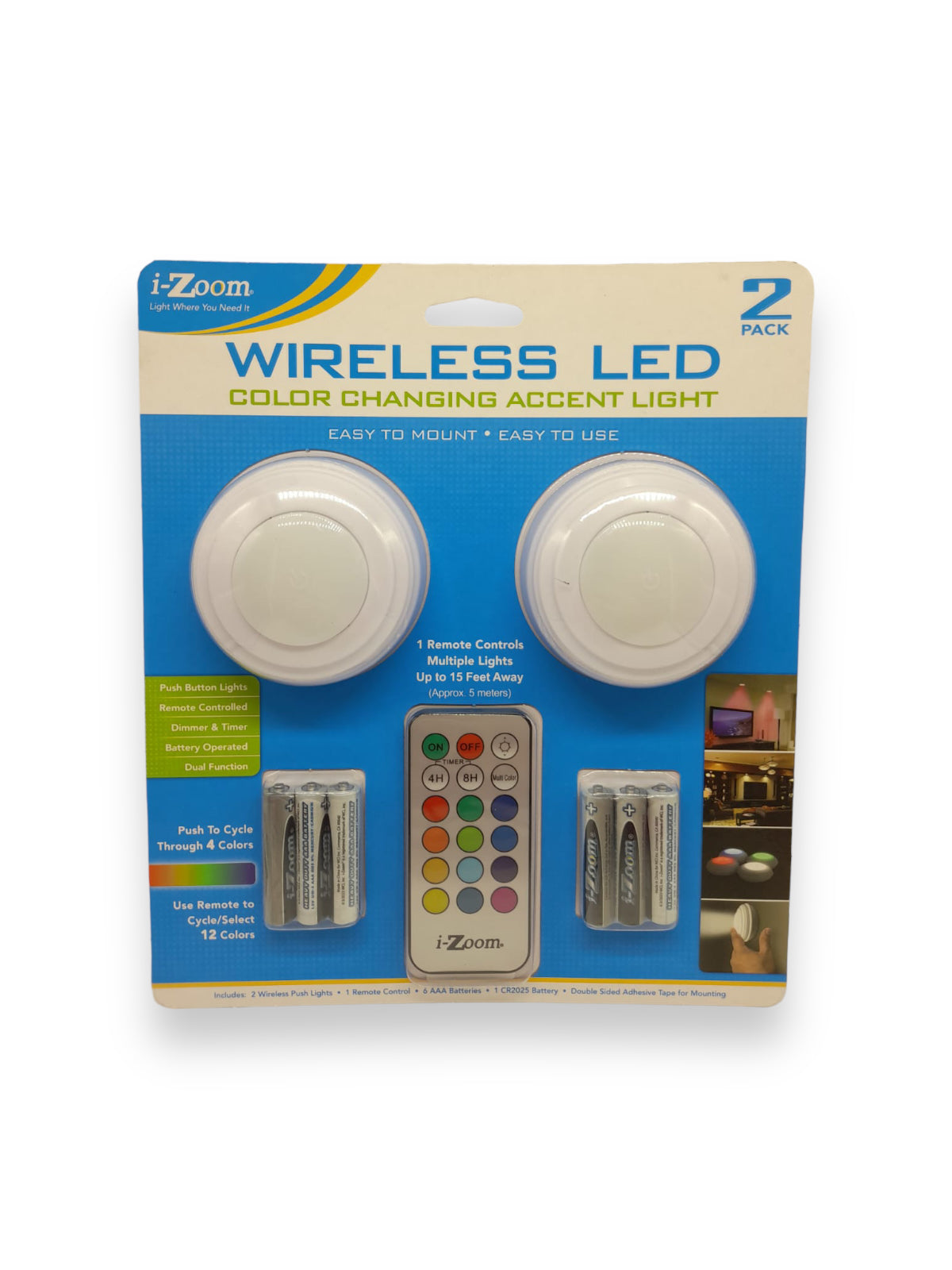 i Zoom Wireless LED Color Changing Light 2pack