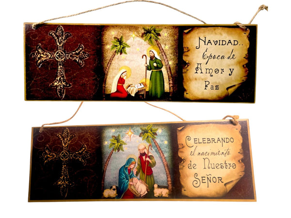 Navidad- Wooden Wall Plaque 13.3"x 4.7"