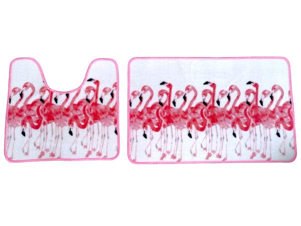 Bath- 2PC Bath Mat Set Flamingo Flock