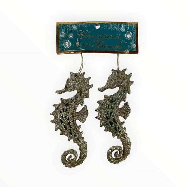 Christmas at The Beach -Ornamento de Caballo de Mar 2pcs.