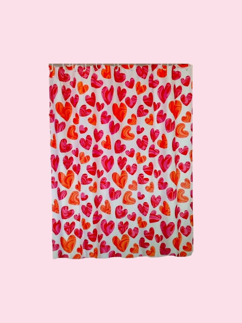 Valentine's Day- Bath Shower Curtain & Bath Mat Set " Marble Heart"