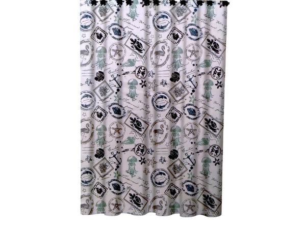 Bath- Shower Curtain with Resin Hooks " Island Hooper"