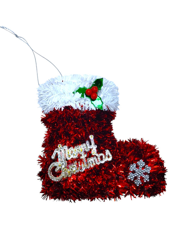 Navidad- Tinsel Stocking Décor