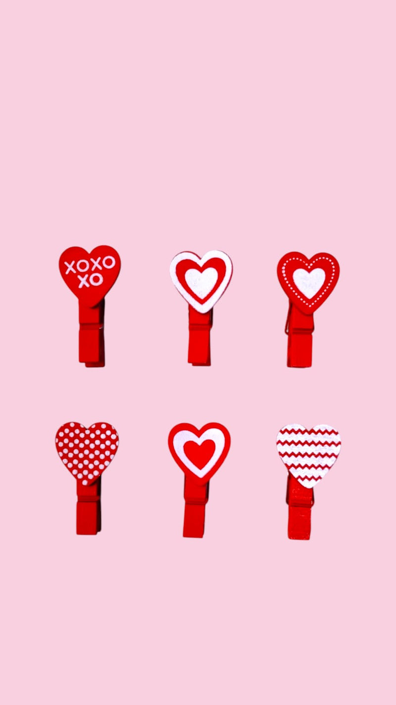 San Valentín- 6 pk Clothes Pins With Heart