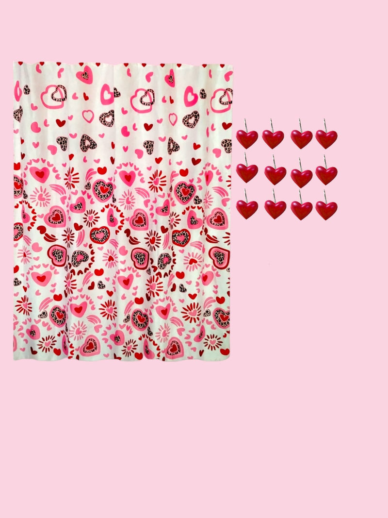 Valentine's Day- Bath Shower Curtain & Bath Mat Set " Leopard Valentine"