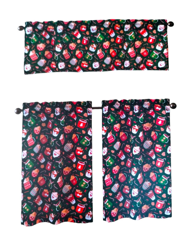 Navidad- 3piece Kitchen Curtain Set