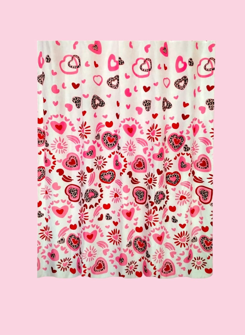 Valentine's Day- Bath Shower Curtain & Bath Mat Set " Leopard Valentine"