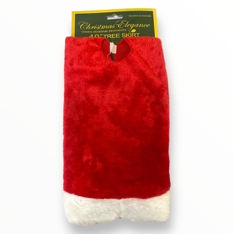 Christmas Elegance 40" Tree Skirt \ Falda para Árbol (Roja con Borde Blanco)