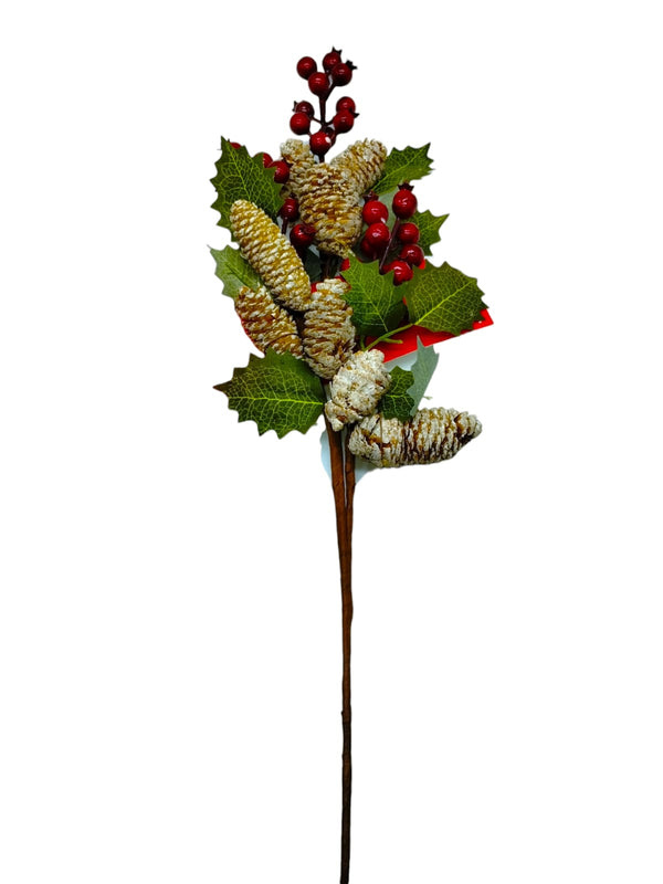 Navidad- Xmas Spary /Berry Pick/ Poinsettia Spray 3 Heads