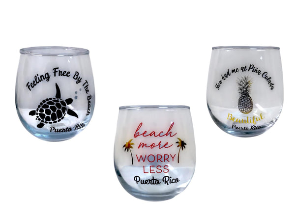 Souvenirs de Puerto Rico- Wine Glasse