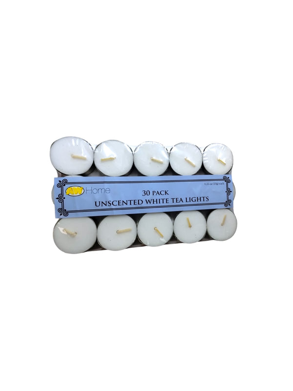 AW Home- 30pk unscented White Tea Lights