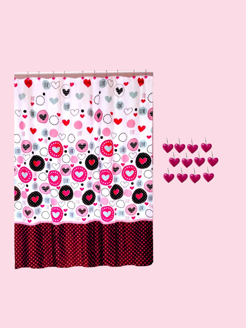 Valentine's Day- Bath Shower Curtain & Bath Mat Set "Lots of Love"