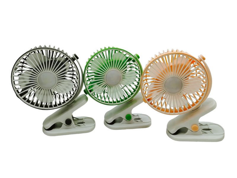 Rechargeable mini press fan with light