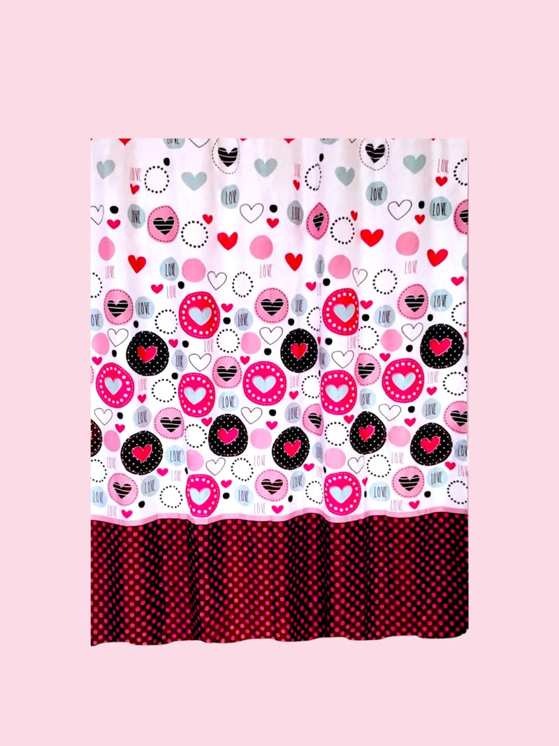 Valentine's Day- Bath Shower Curtain & Bath Mat Set "Lots of Love"