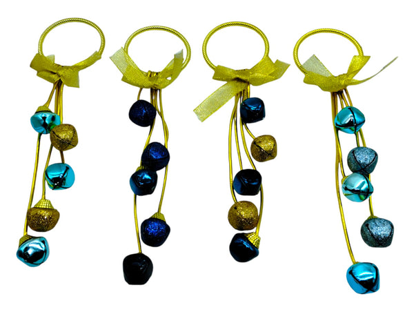 Navidad- Ornamento de Cascabeles Azules/ Oro/ Azul Claro/