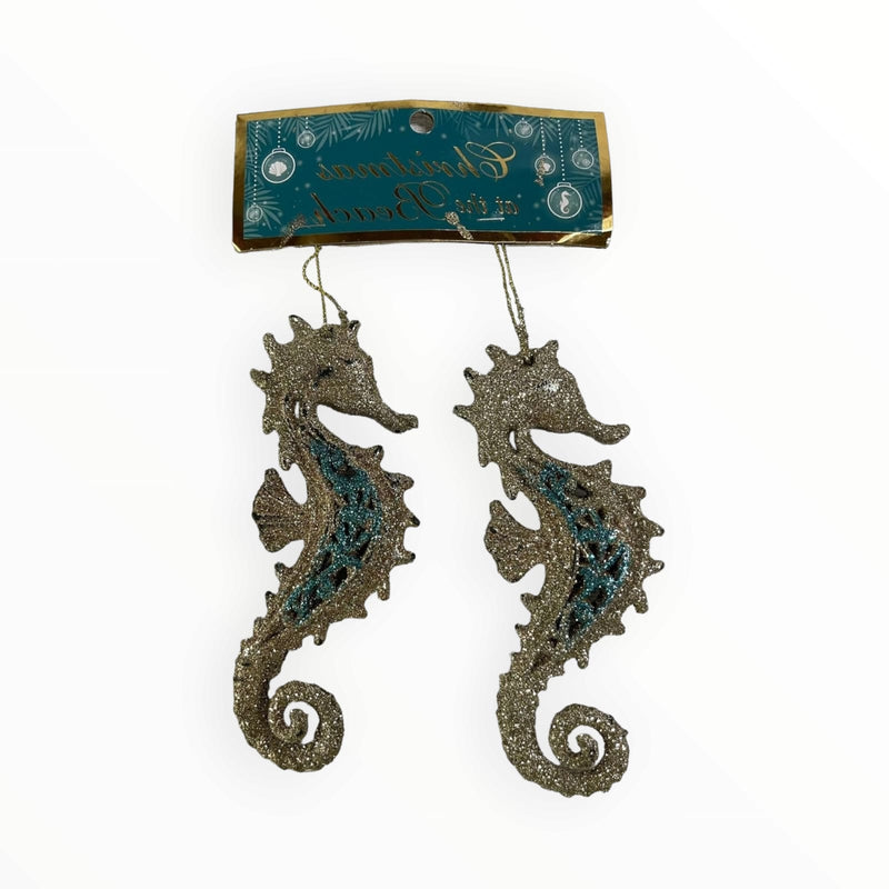 Christmas at The Beach -Sea Horse Ornament 2pcs.