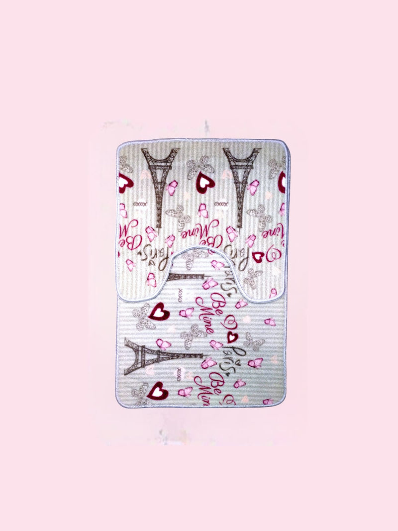 Valentine's Day- Bath Shower Curtain & Bath Mat Set " Paris Butterflies"