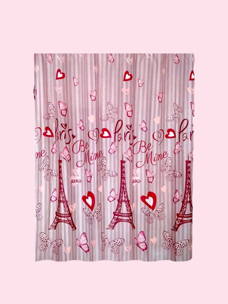 Valentine's Day- Bath Shower Curtain & Bath Mat Set " Paris Butterflies"