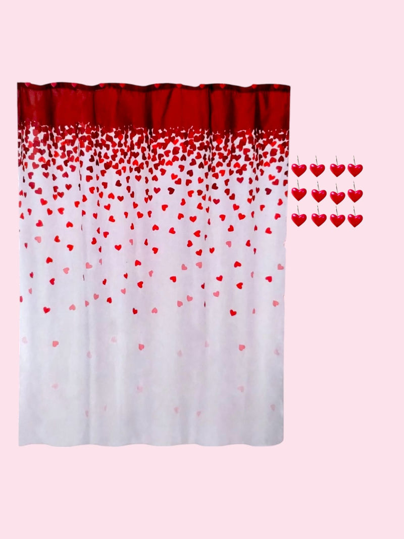 Valentine's Day- Bath Shower Curtain & Bath Mat Set " Falling Hearts"