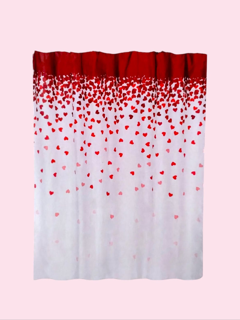 Valentine's Day- Bath Shower Curtain & Bath Mat Set " Falling Hearts"