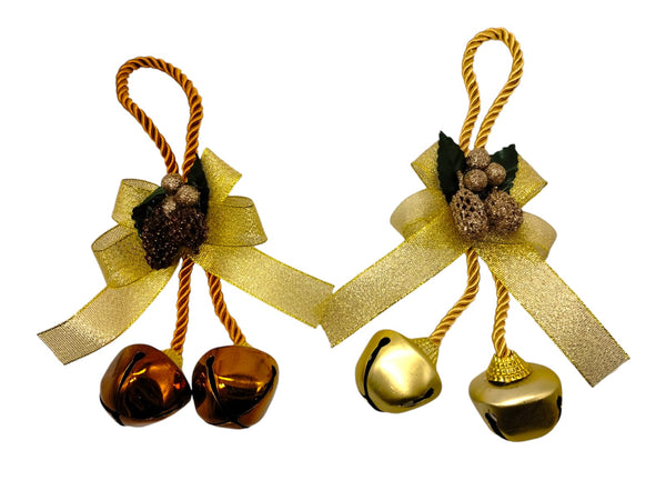 Navidad- Ornamento Colgante de Cascabeles/ Marrones/ Oro/ Oro con Brillo