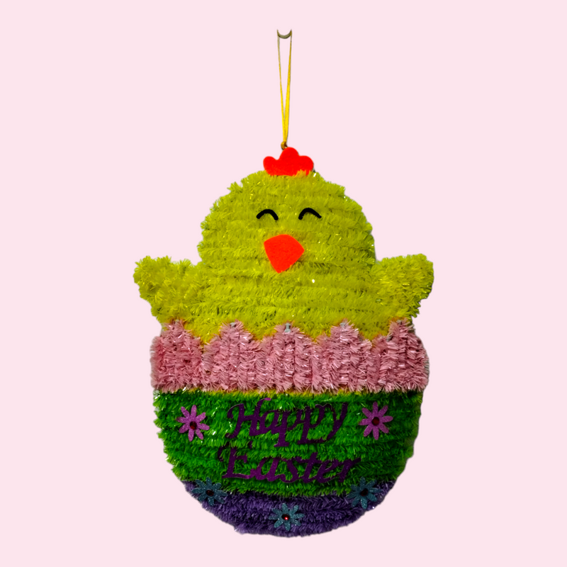 Easter Decoration - Tinsel Chick in Easter Egg (14.8" x 10.5")