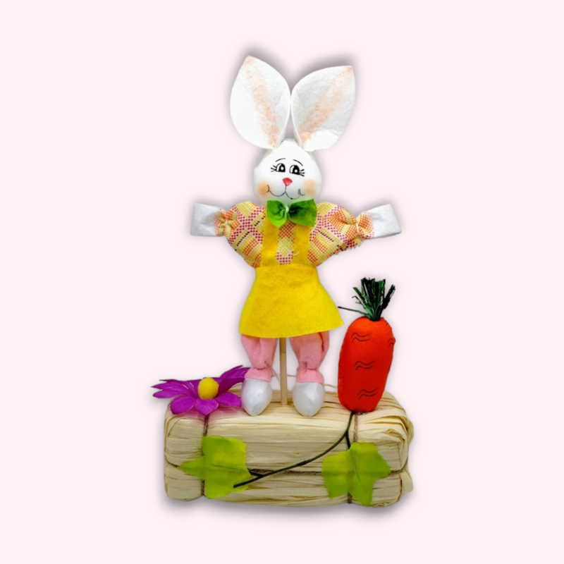 Easter Decoration - Small Scarecrow Bunny on Base