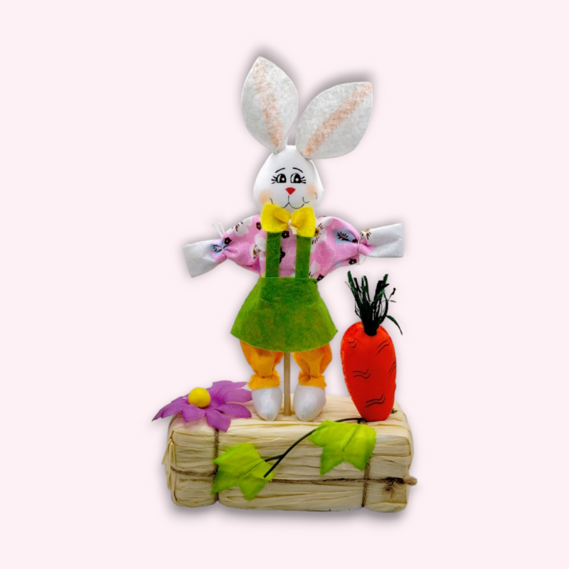 Easter Decoration - Small Scarecrow Bunny on Base