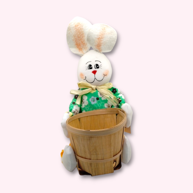 Easter Decoration - White Bunny with Basket (10")