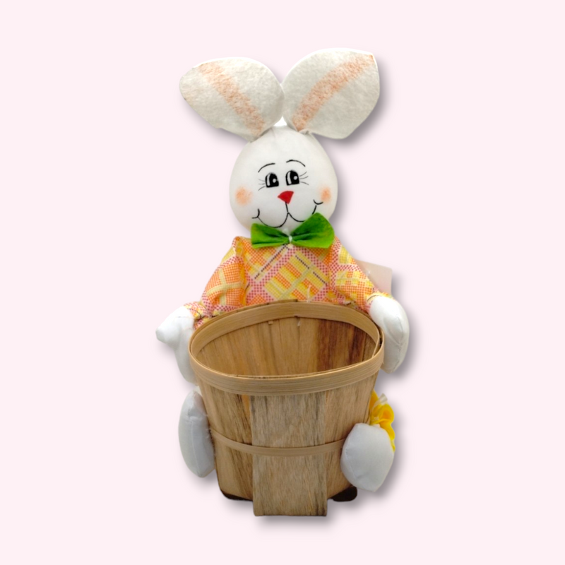 Easter Decoration - White Bunny with Basket (10")