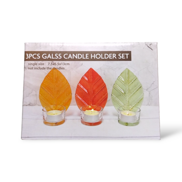 AW Home - Set de Portavelas de Cristal de 3 piezas (2.9" × 2.1" × 5.1")