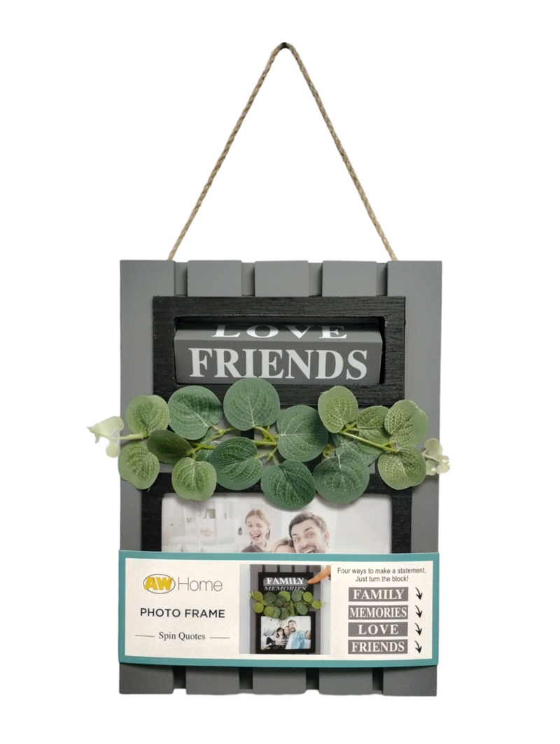 Hanging Picture Frame with Rotating Messages (6" x 4")