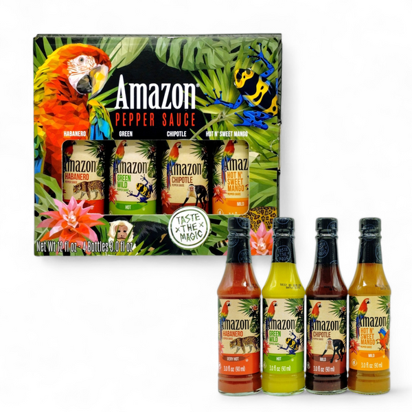 Amazon Pepper Sauce - Gift Set of 4 Hot Sauce Bottles (3oz each)