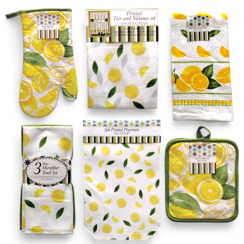 Colección de Cocina con Diseños de Limones *PIEZAS SE VENDEN POR SEPARADO*