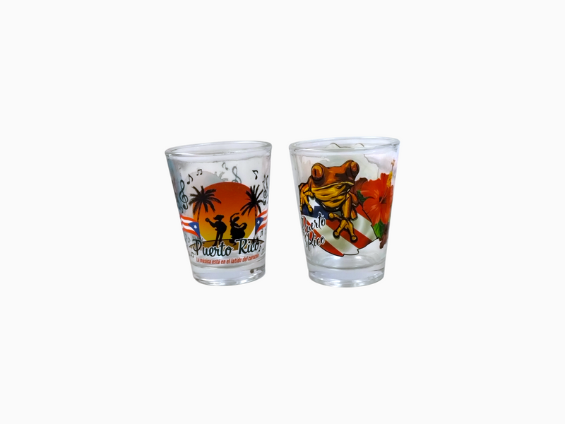 Souvenirs de Puerto Rico - Shot Glasses 2pcs (Variedad de estilos a escoger)