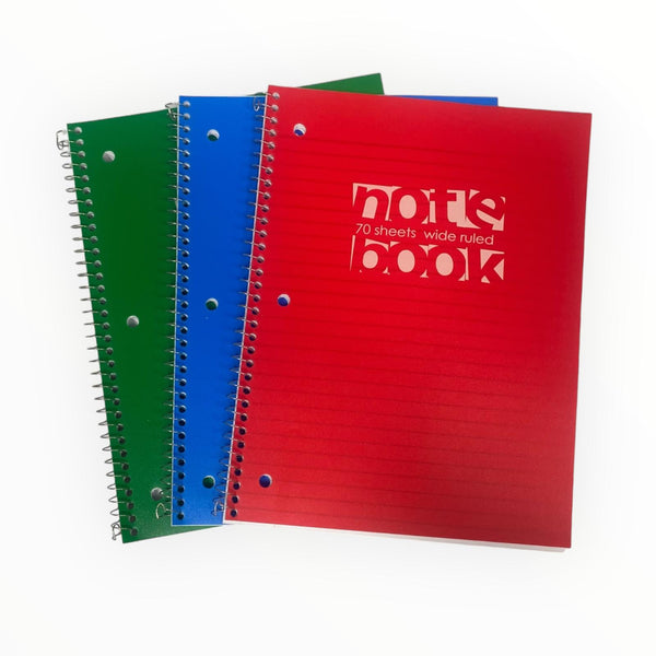 Large Ring Binder Notebooks - Soft Binder (70 pages / Wide Ruled)