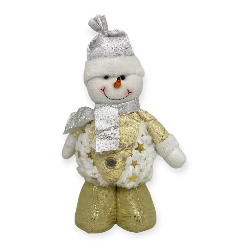 Navidad - Peluches Santa y Muñeco de Nieve de Pie / Colección Oro y Plateado con Estrellas