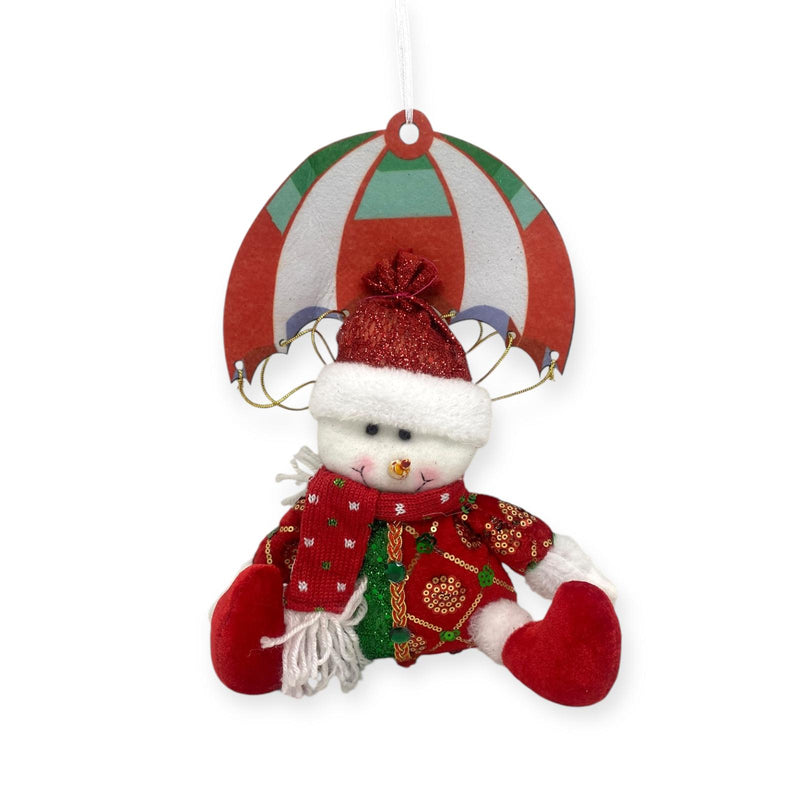 Navidad - Peluches Santa y Muñeco de Nieve en Paracaídas / Colección Rojo y Verde