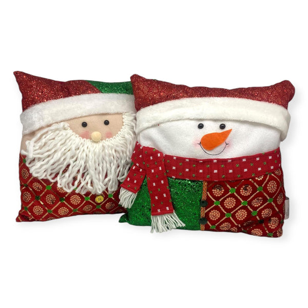 Navidad - Cojines Santa y Muñeco de Nieve / Colección Roja y Verde