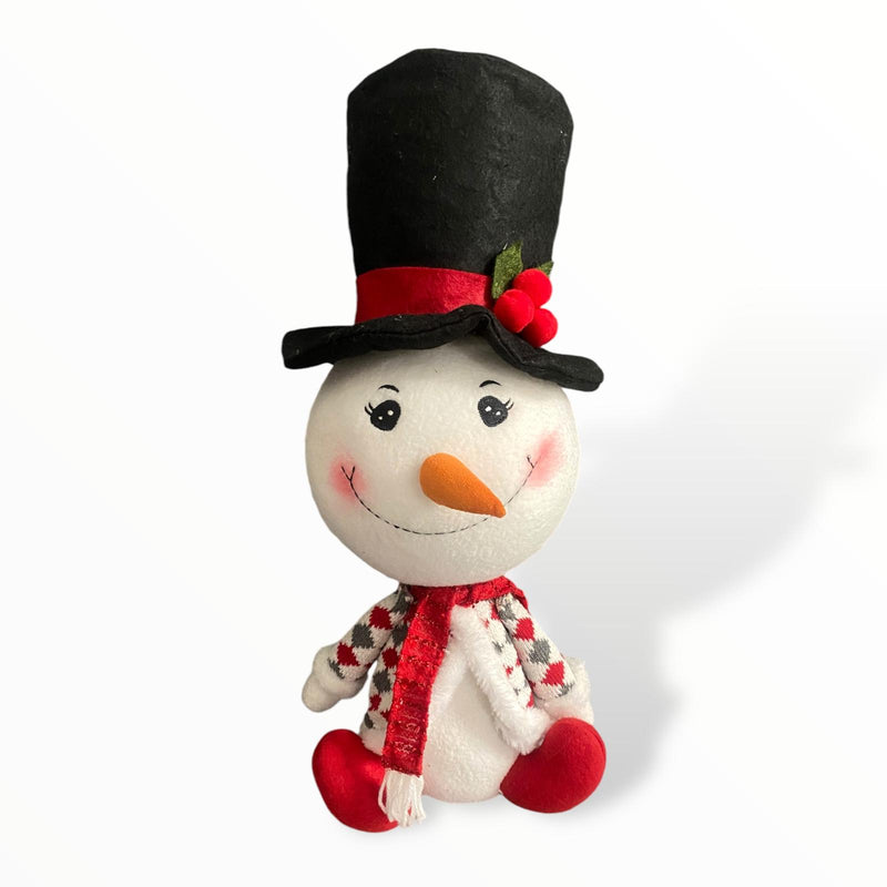 Navidad - Peluches de Cabeza Grande Rojo y Gris / Santa y Muñeco de Nieve Sentados 20''