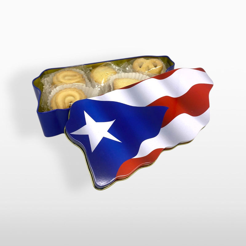 Galletas de Mantequilla en Lata Metálica de Mapa de Puerto Rico