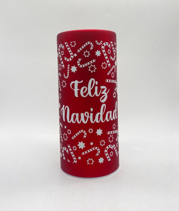 Cilindro Decorativo con Luces LED ''Feliz Navidad'' / 8''