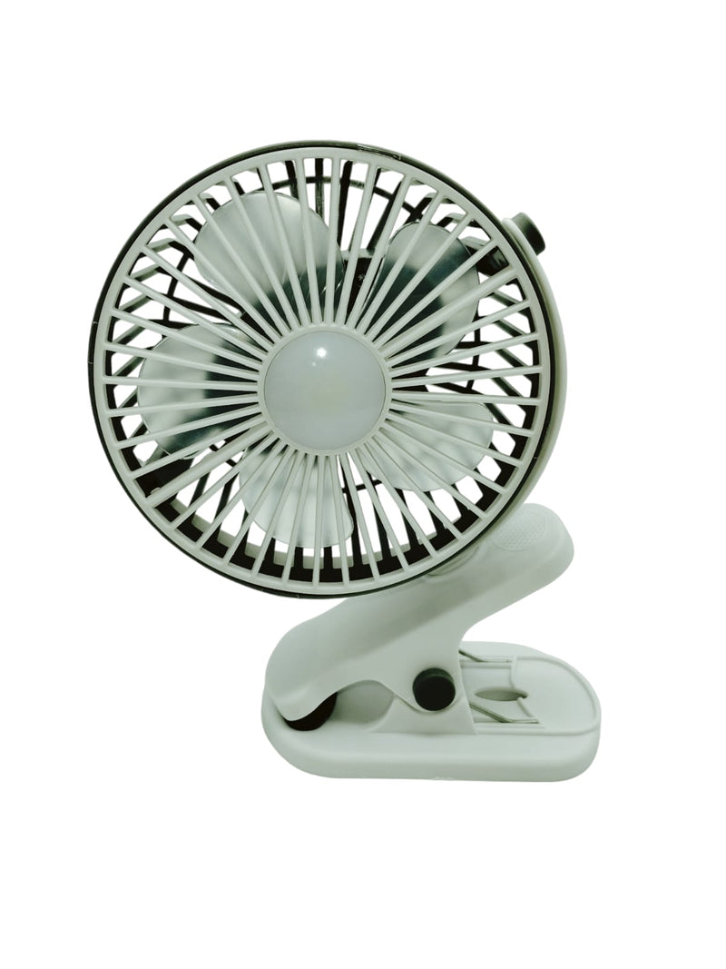 Rechargeable mini press fan with light