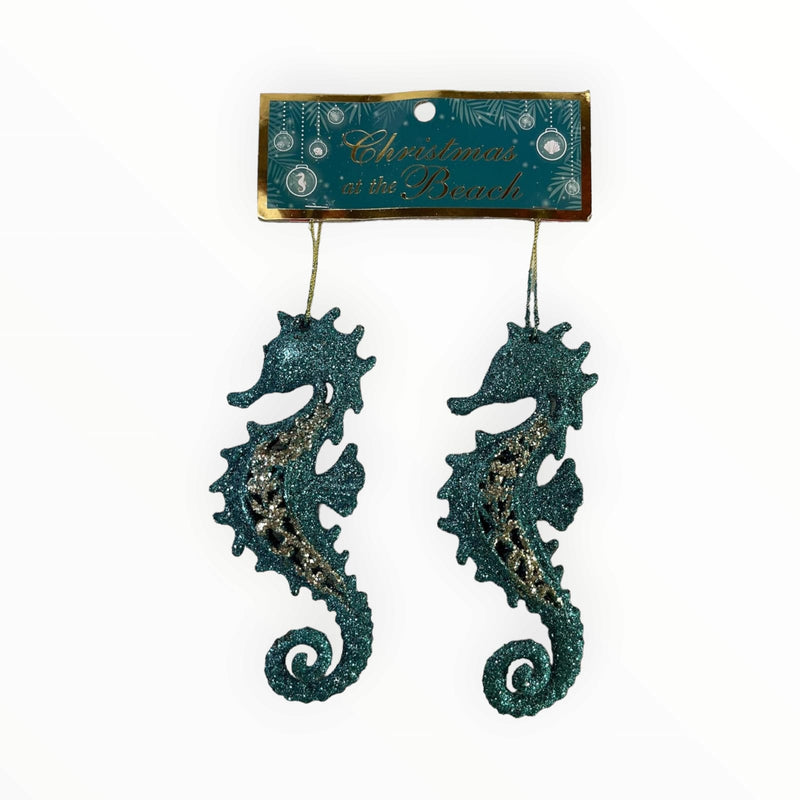 Christmas at The Beach -Sea Horse Ornament 2pcs.