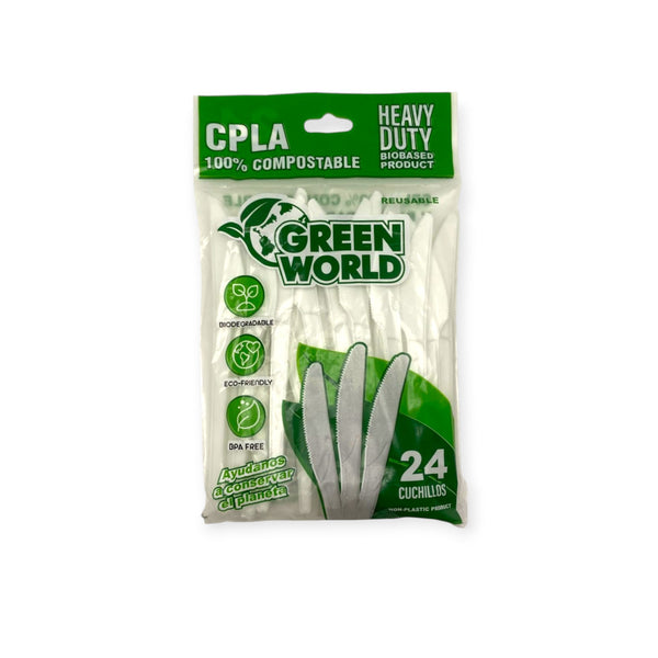 Green World - Cuchillos 100% Compostables (24pcs)