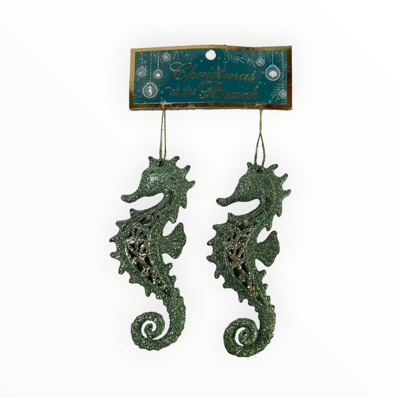 Christmas at The Beach -Sea Horse Ornament 2pcs.