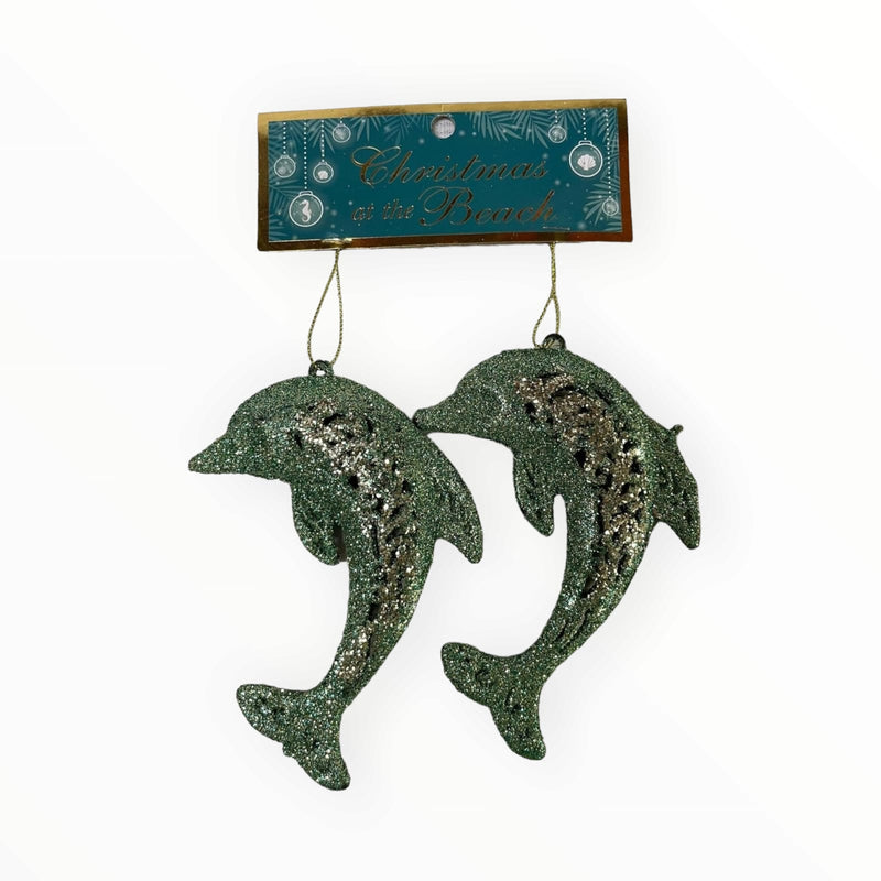 Christmas at The Beach - Ornamento de Delfines 2pcs.