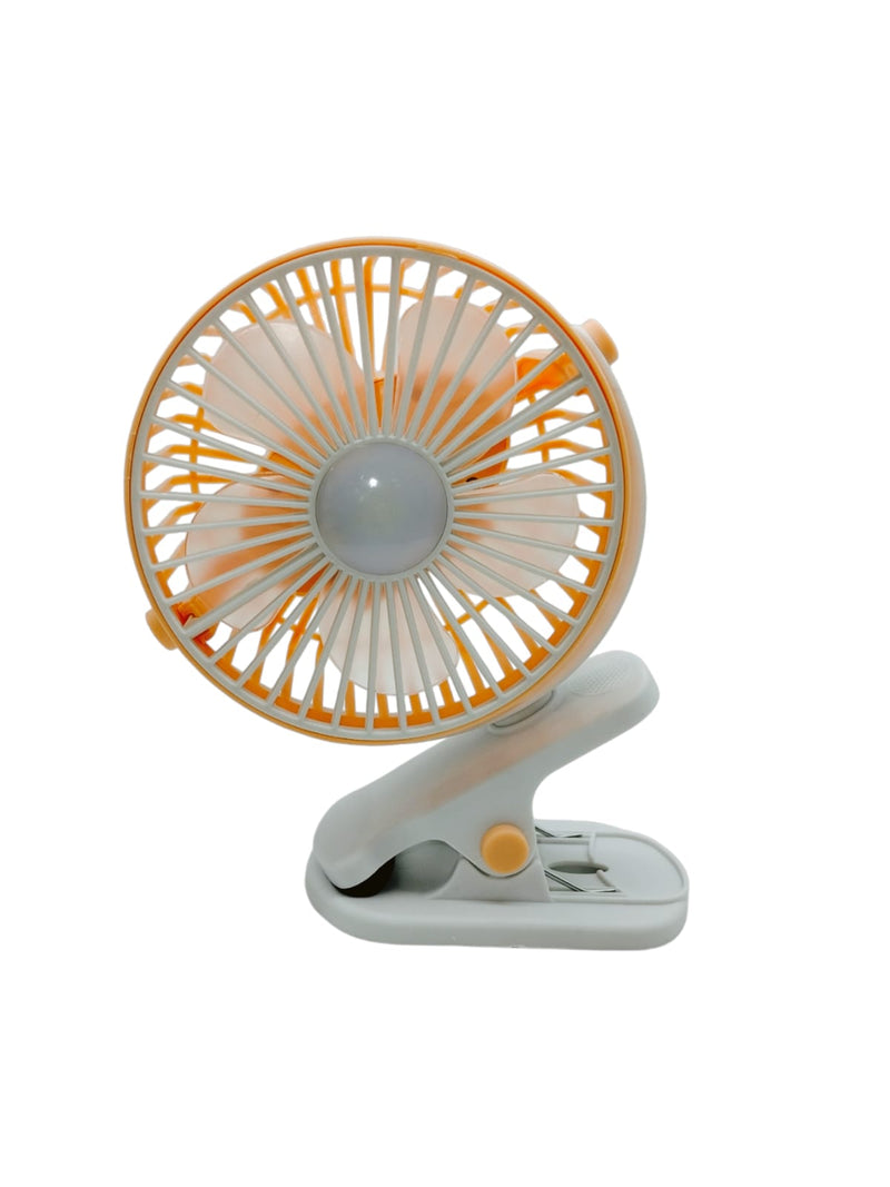 Rechargeable mini press fan with light