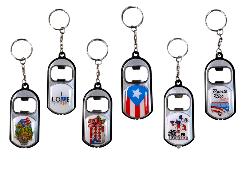 Puerto Rico Souvenir - Keychain with Bottle Opener and Light