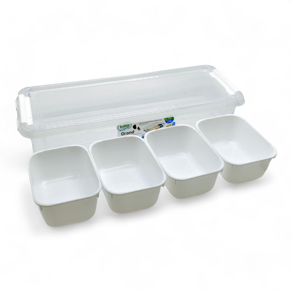 Hobby Life - 4 Compartment Organiser Box (5.5"×14.3"×2.4")